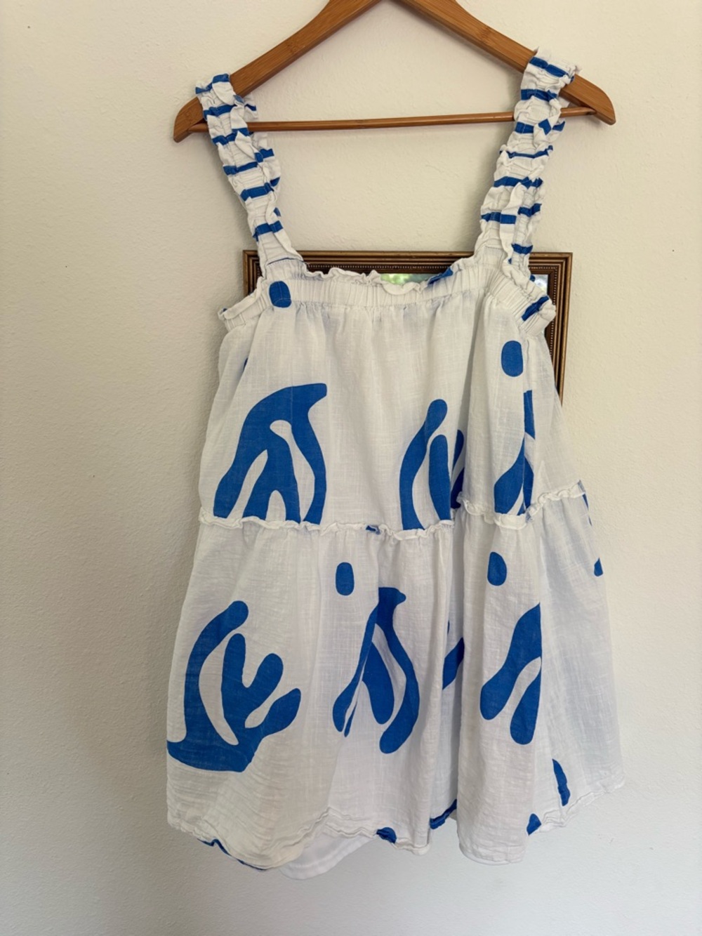 Petal & Pup White Dress with Blue Trim